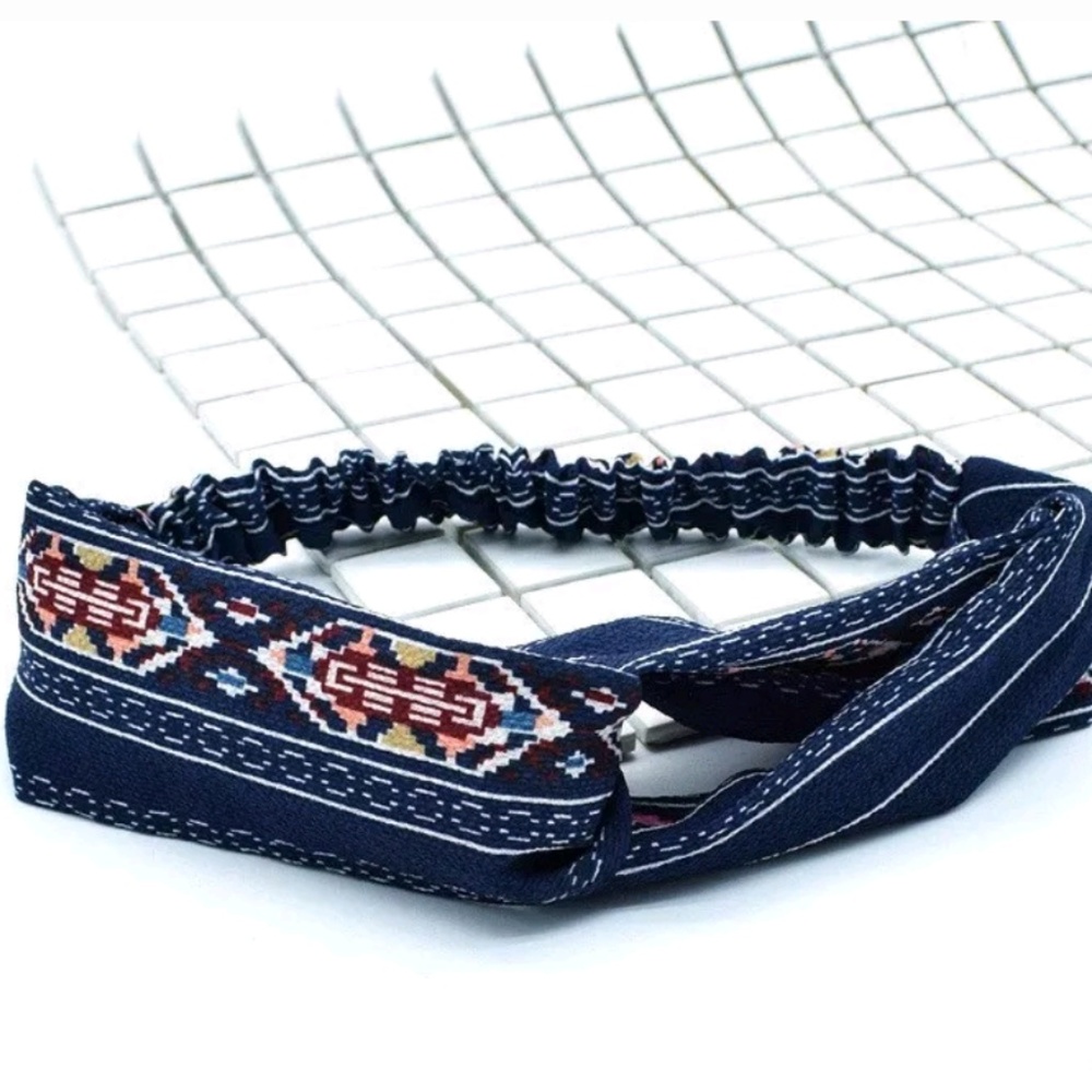 Blue Boho Chic Soft Elastic Hair Headband